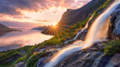 63-waterfall lit by the midnight sun-NiSi V6+IR ND4+Medium GND4